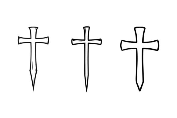 Christian Cross Set Outline Design for T-Shirt Graphics
