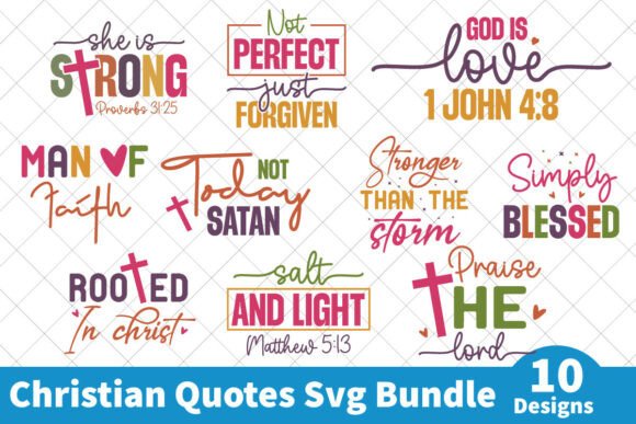 Christian Quotes SVG Bundle: T-Shirt Graphics Set