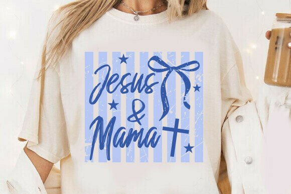 Jesus and Mama Png: A Retro Christian Mom Graphic for T-Shirt Designs