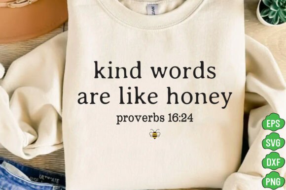 Kind Words Honey Bee Christian PNG for Graphics & T-Shirt Designs