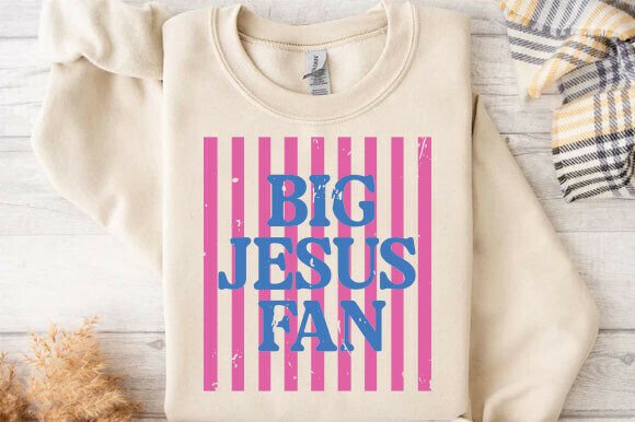 Striped Big Jesus Fan PNG: Preppy Graphics for T-Shirt Designs